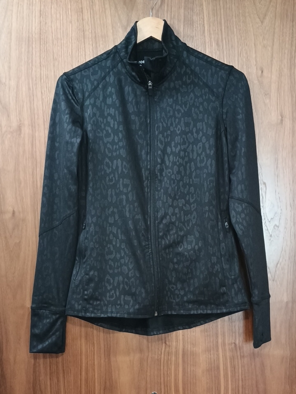 Joe Fresh Black Animal Print Zip Jacket S